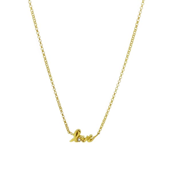 YVONNE HENDERSON JEWELLERY Love Script Necklace with White Sapphire Gold