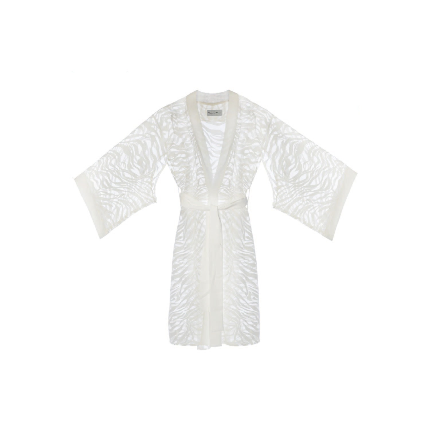Women&women Women's Sevilla Off-white Color, Sheer Zebra Patterned Design Kimono In White