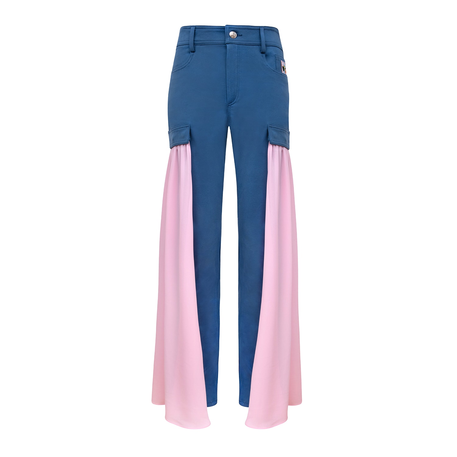 Blonde Gone Rogue Blue / Pink Wildflower Slim Jeans With Veils, Upcycled Cotton, In Denim Blue & Pink In Blue