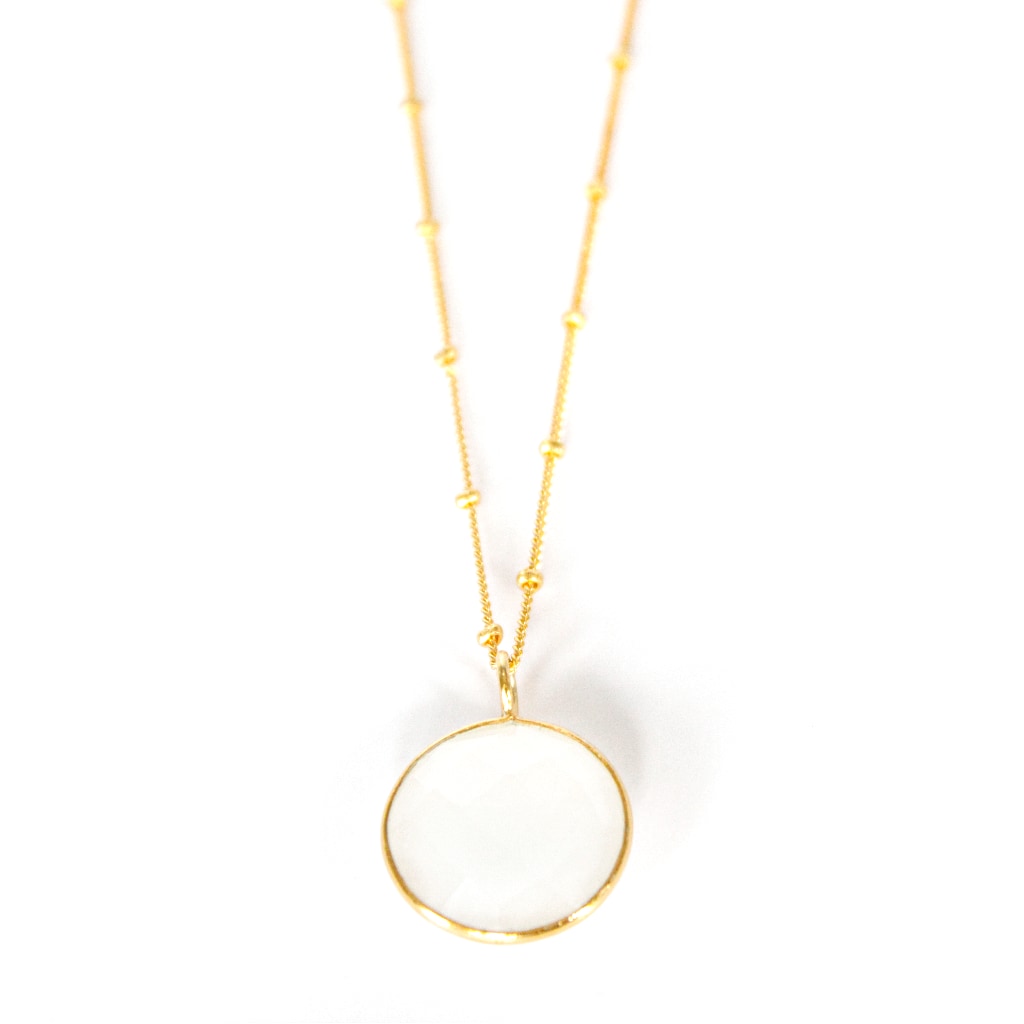 Women’s White / Neutrals / Gold Hannah Necklace Milky Chalcedony Somya London