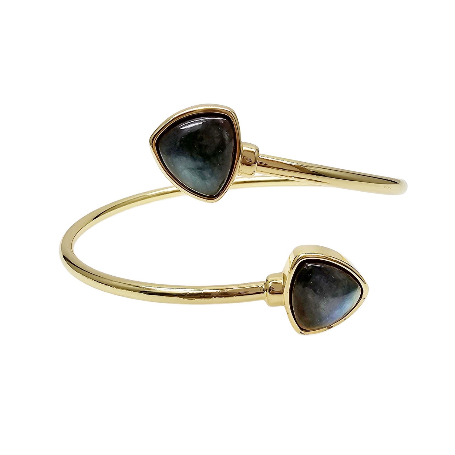 Farra Women's Grey Black Obsidian Stone Minimalist Bangle In Gold