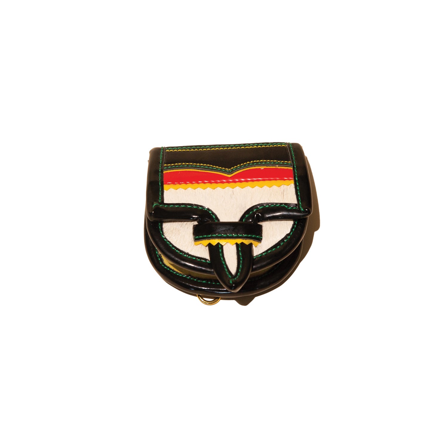 Santuario Women's Brown / White El Tradicional Mini Leather Cowhide Keychain, White In Multi