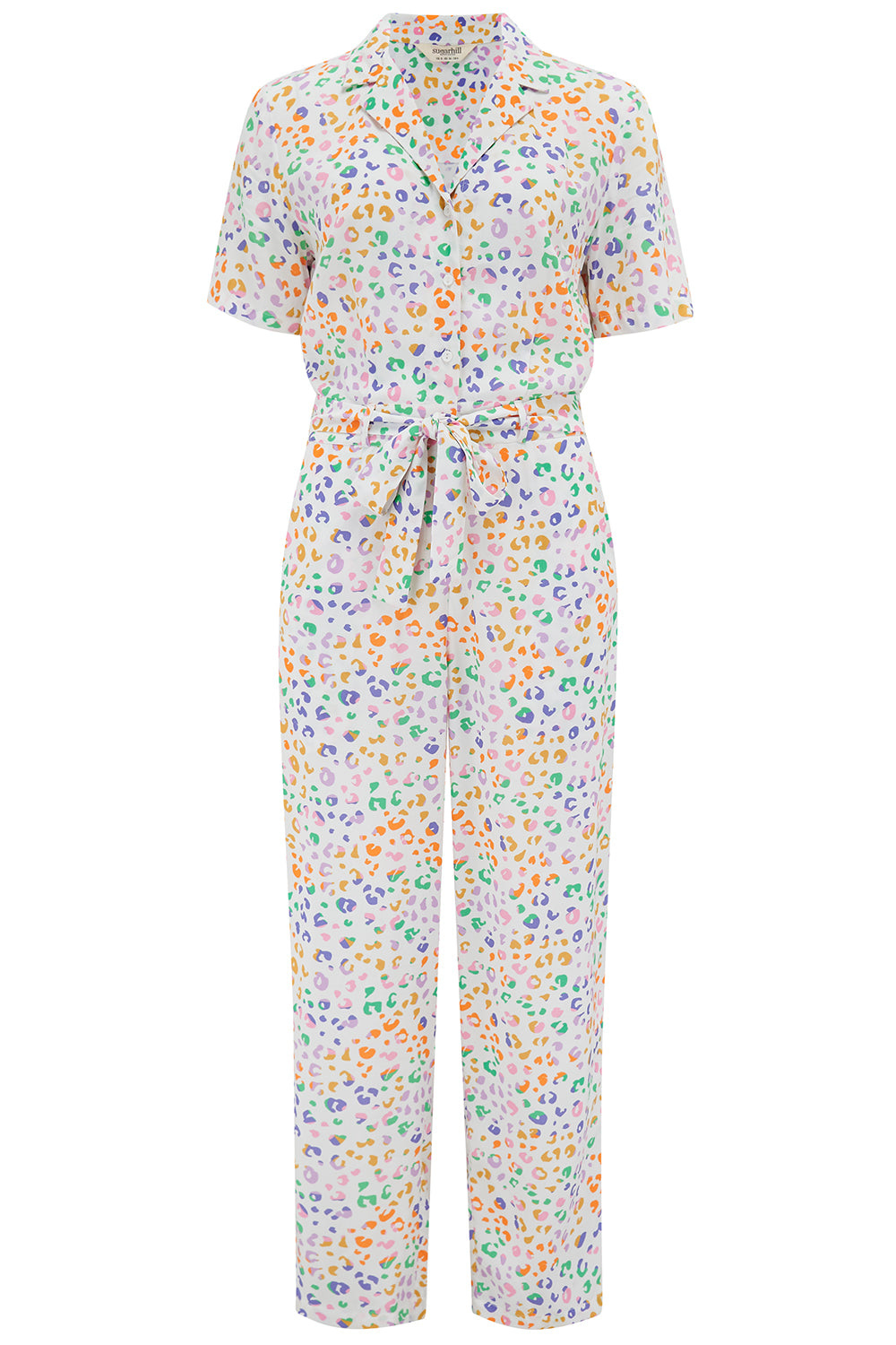 Sugarhill Brighton Women's Rachel Jumpsuit Off White , Multi, Mottled Leopard