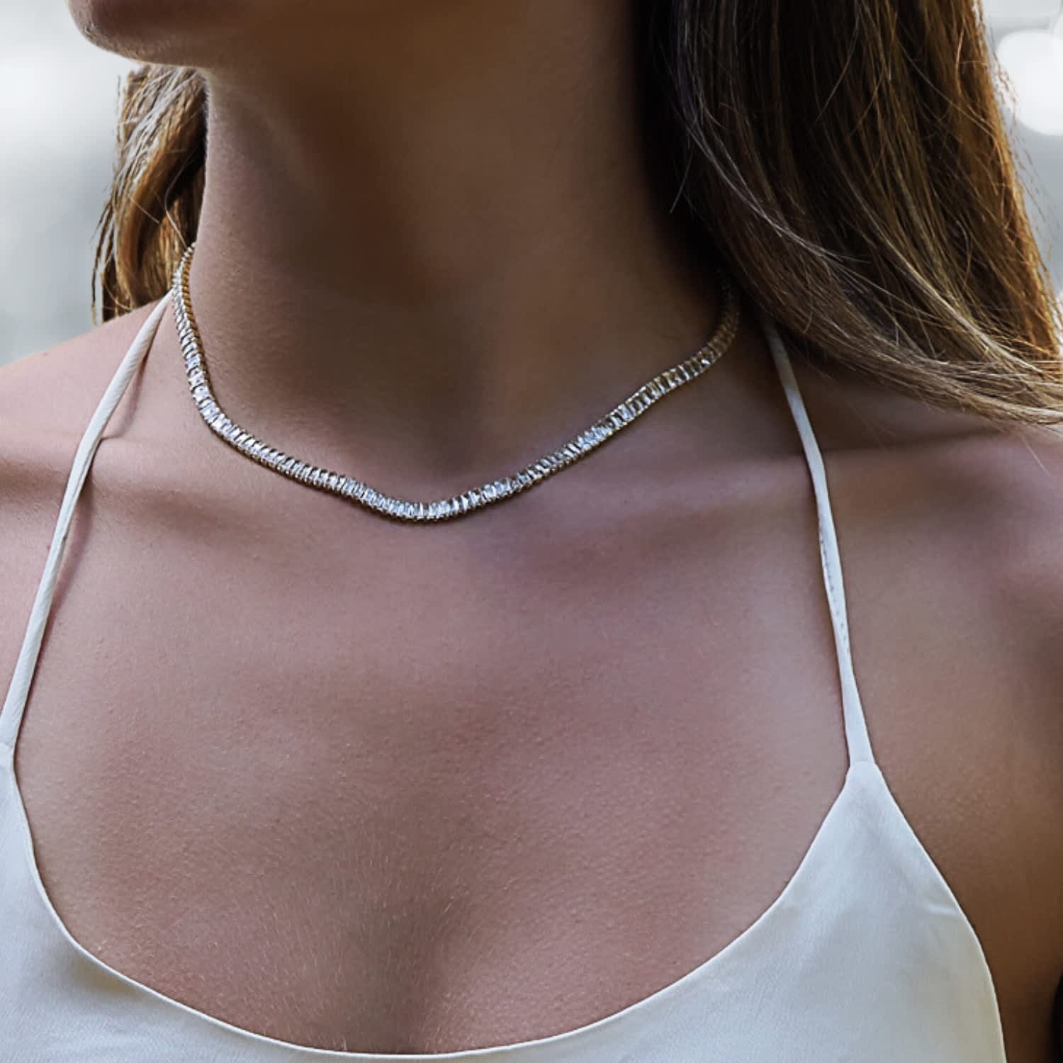 Baguette choker shop necklace