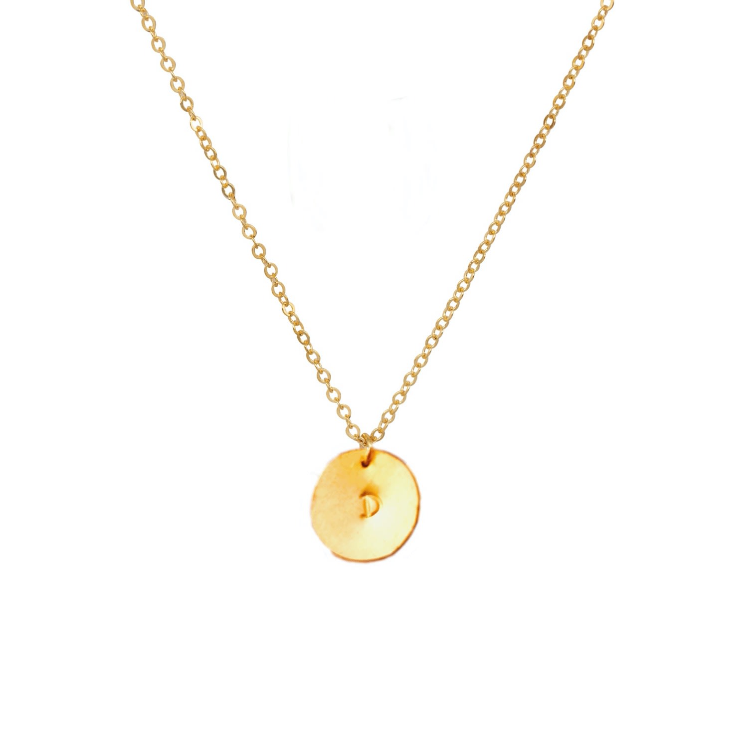 Lily Flo Jewellery Women's Solid Gold Disc Necklace With Letter