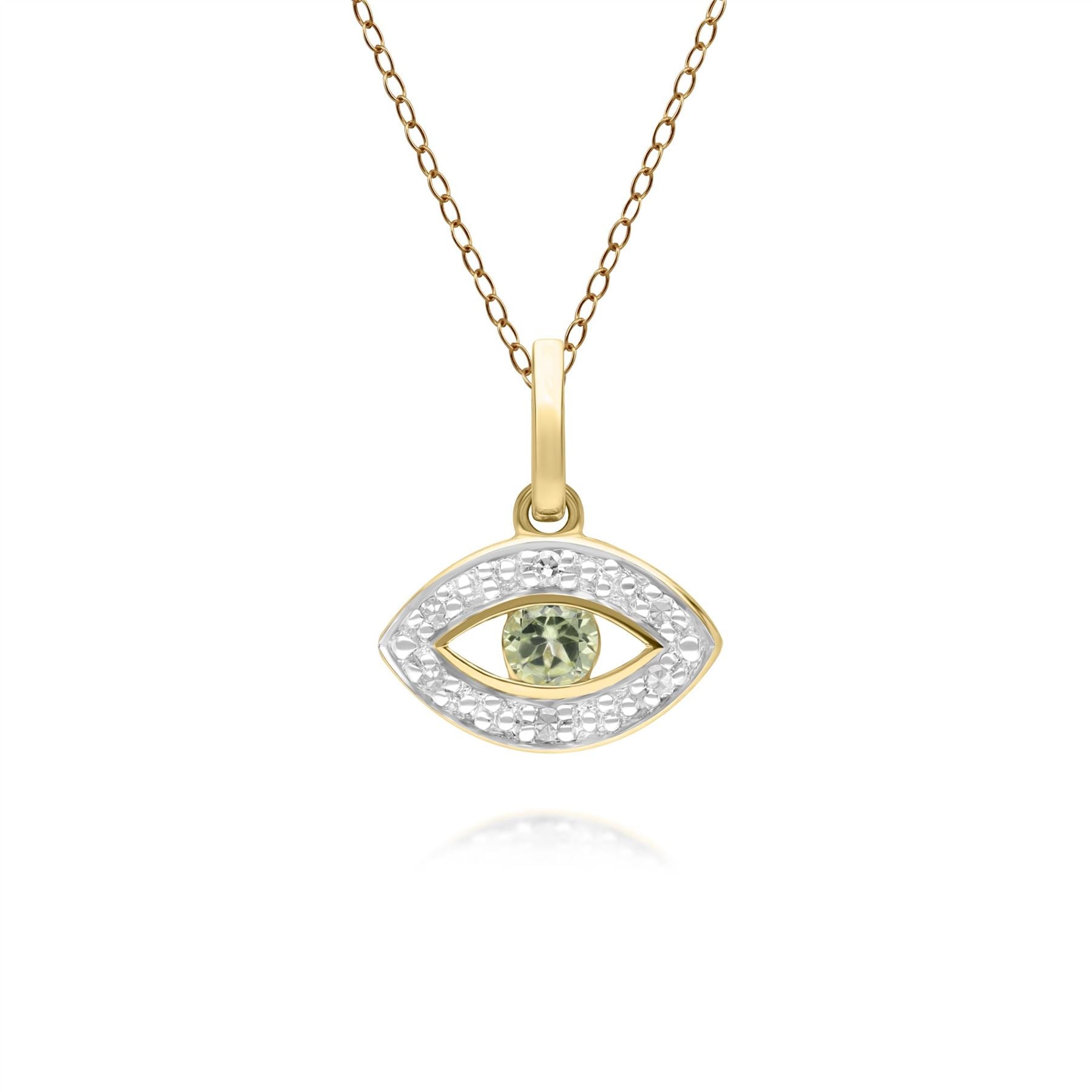 Women’s Gold / Green Evil Eye Peridot & Diamond Pendant In Yellow Gold Gemondo