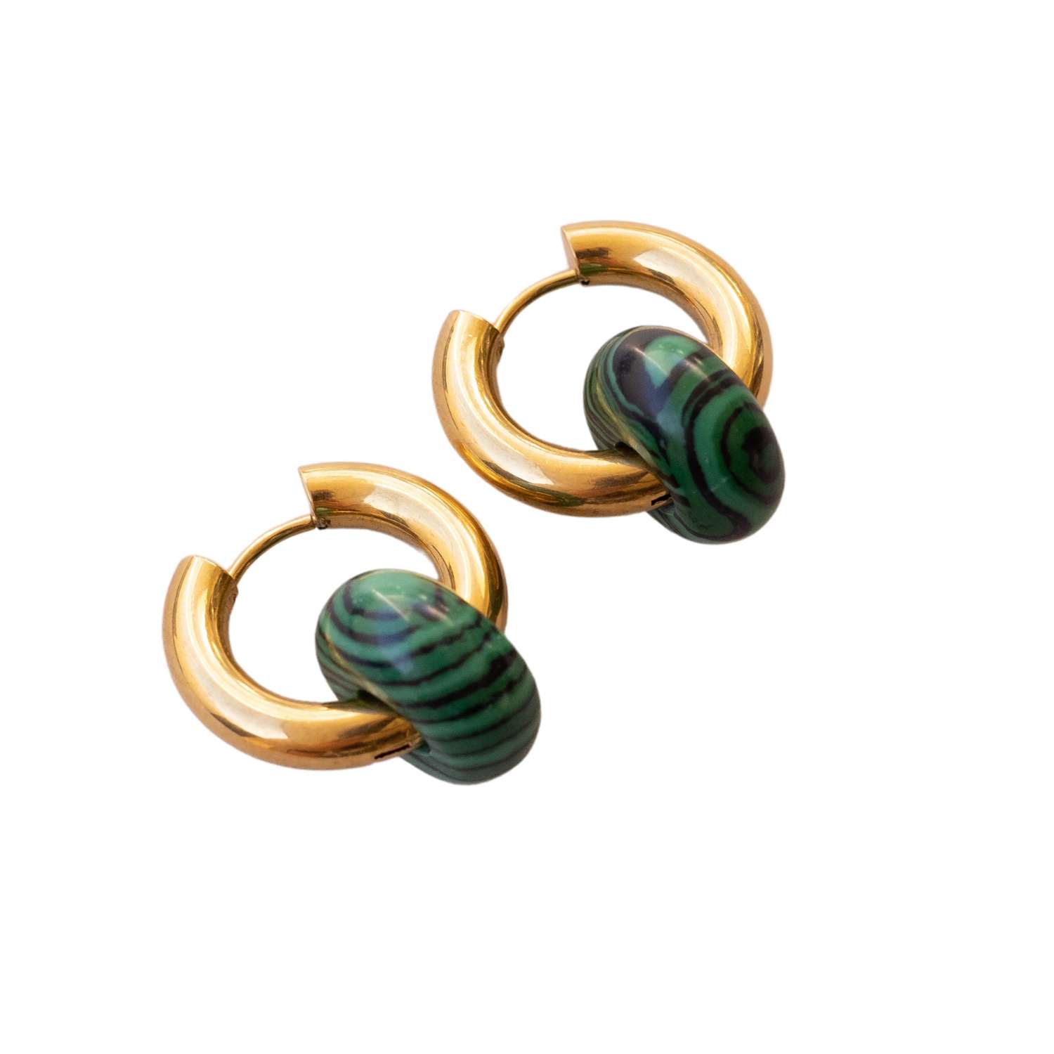 Lucky O’s Women's Green Golden Malachite Earrings In Green