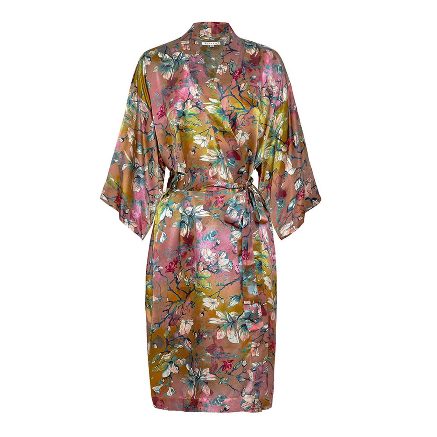 Magnolia Silk Kimono Robe | Genevie 