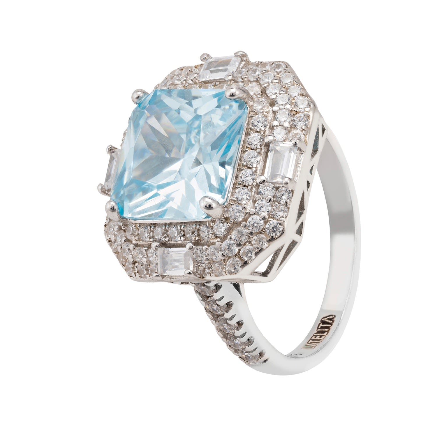 Women’s White / Blue / Silver Anastasia Gemstone Cocktail Ring Silver Blue Topaz Latelita