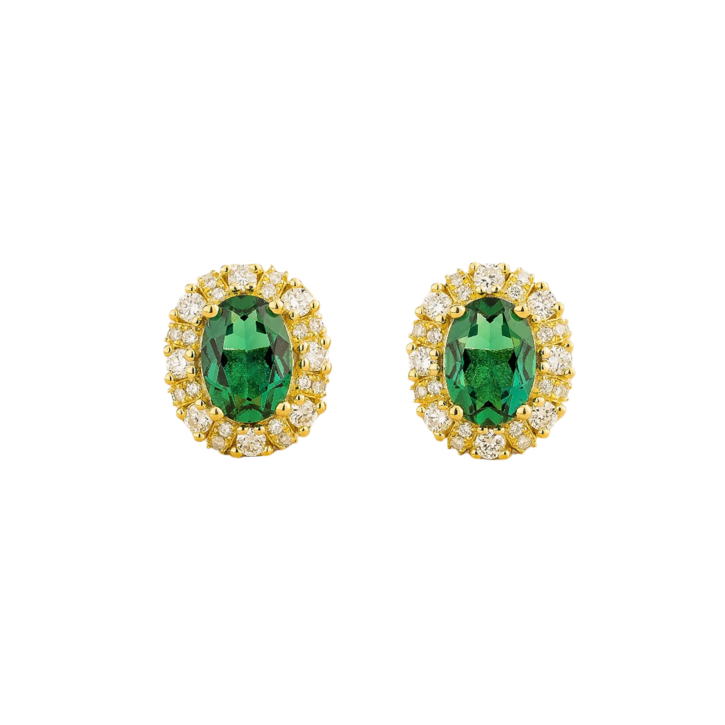 Juvetti Women's Green / White / Gold Viva Gold Earrings Emerald & Diamond In Multi
