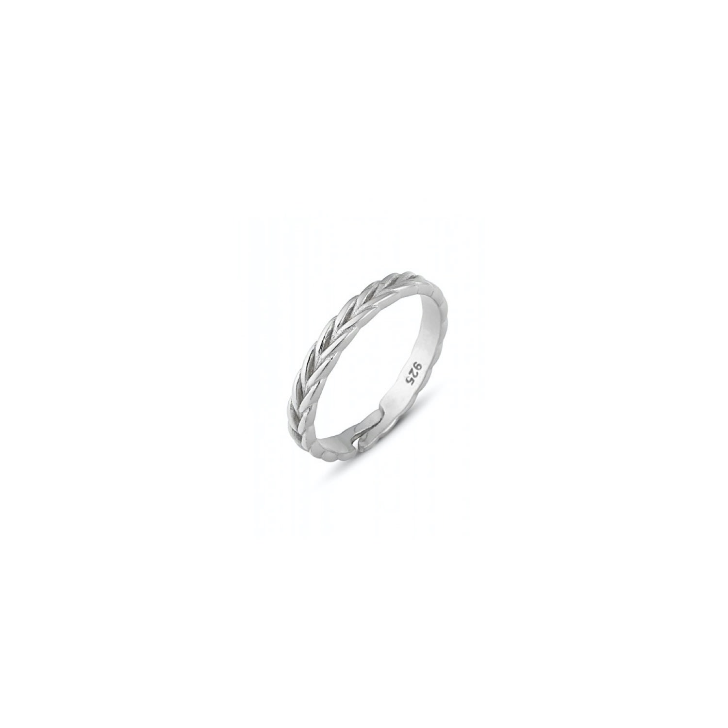 Spero London Women's Braided Barley Design Adjustable Sterling Silver Band Ring - Silver In Silver