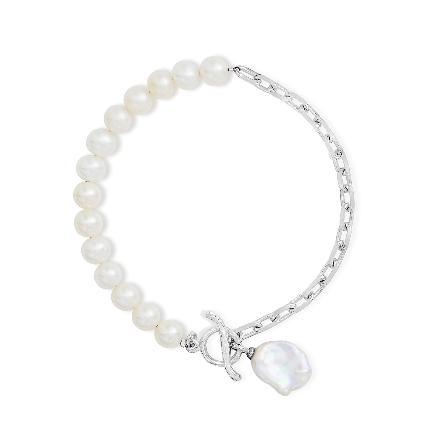 Dower & Hall Women's Luna Freshwater & Keshi Pearl Bracelet In Sterling Silver In White