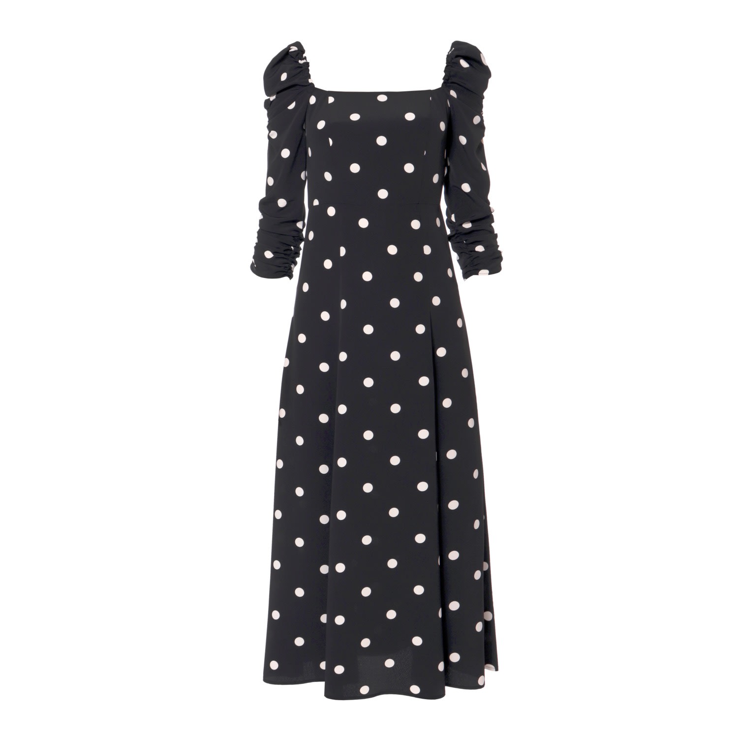 Women’s Black Amelie Walking Dots Puffed Sleeves Midi Dress Small Aggi