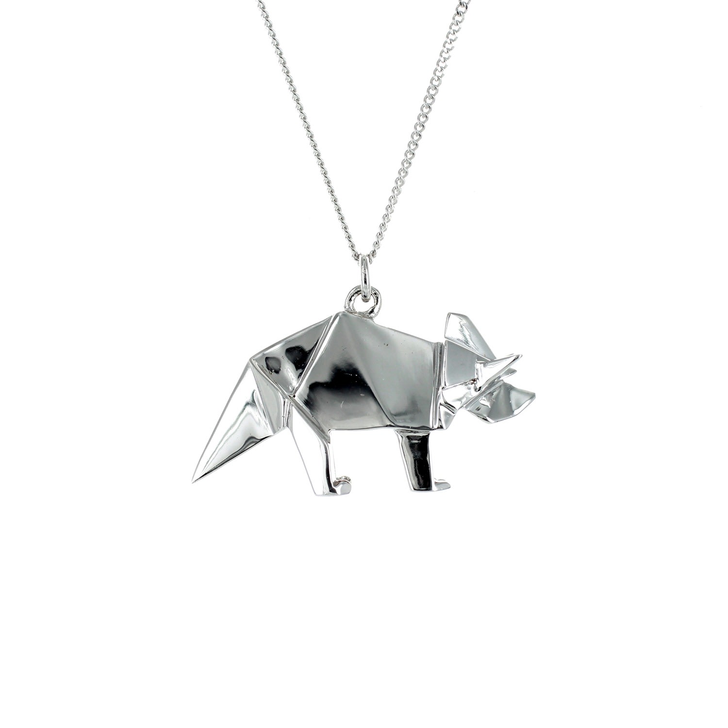 Women’s Triceratop Necklace Silver Origami Jewellery