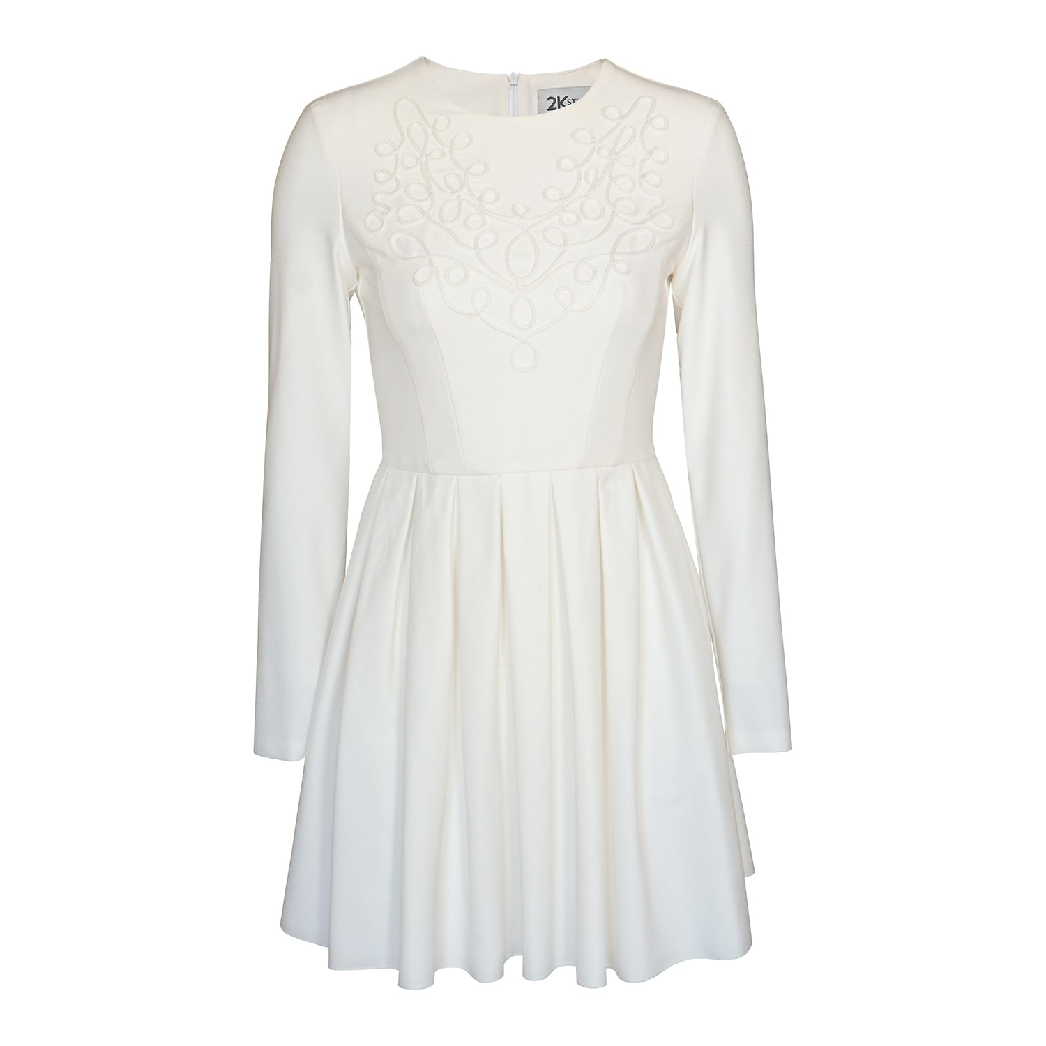 2kstyle Women's Aurum Pleated Hand-embroidered Mini Dress - White In White