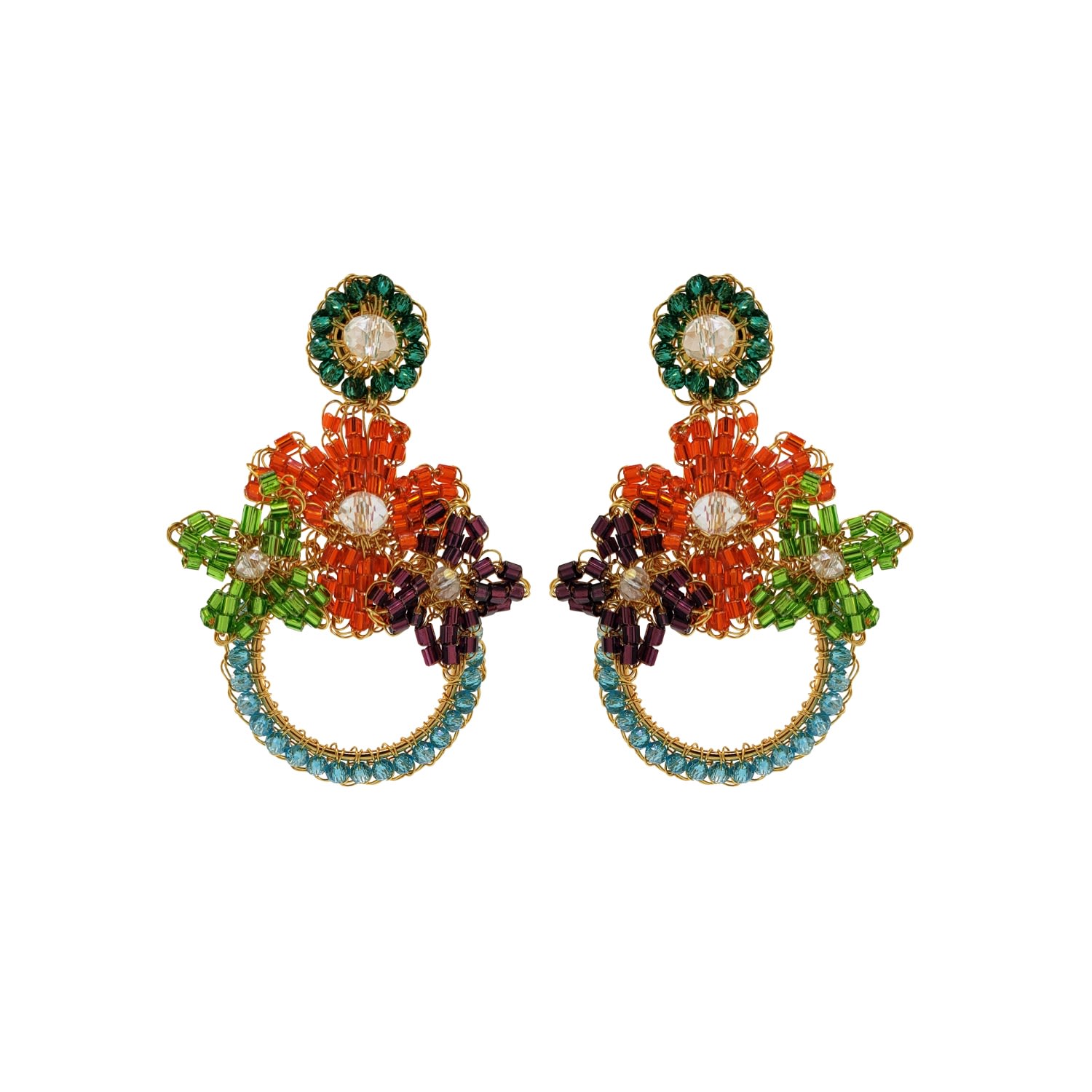 Lavish By Tricia Milaneze Women's Multicolor Mini Garden Handmade Earrings