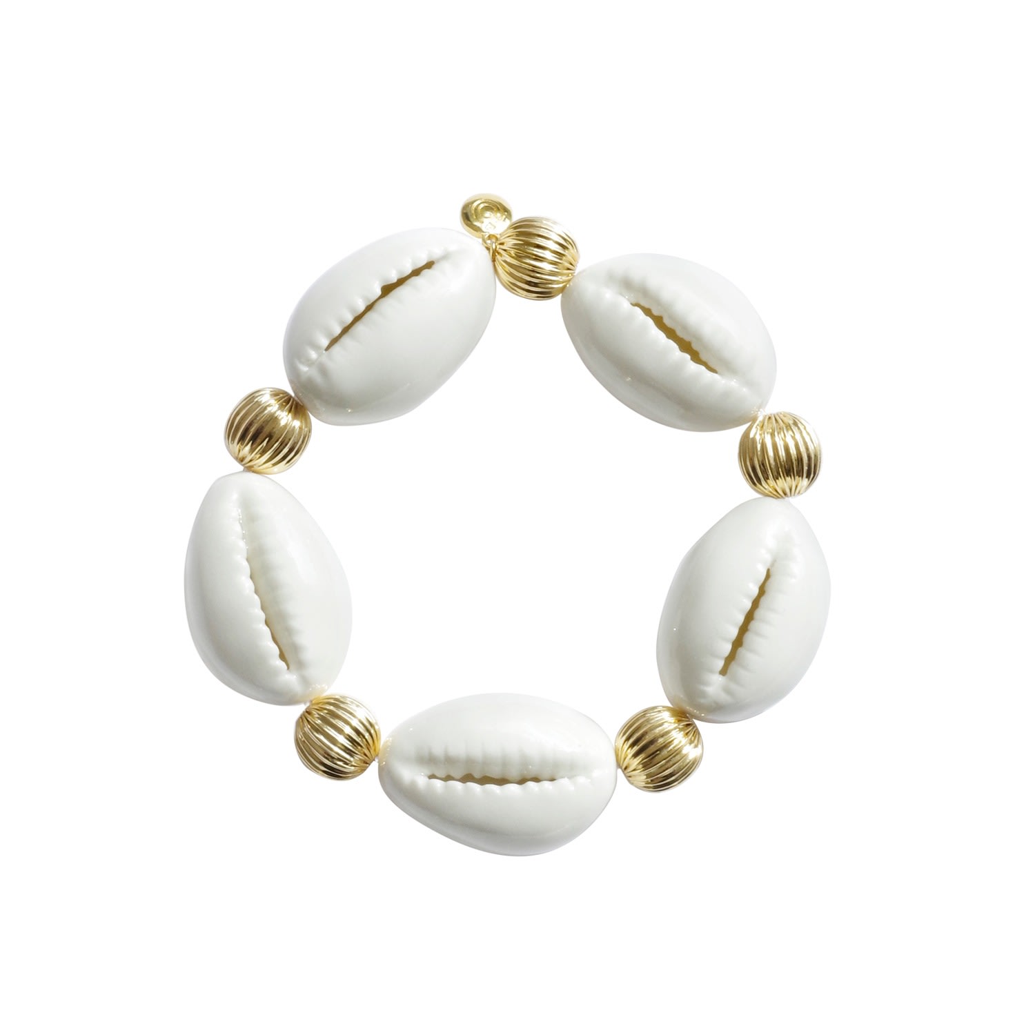 Women’s Porcelain Cowrie Shell Stretch Bracelet Poporcelain
