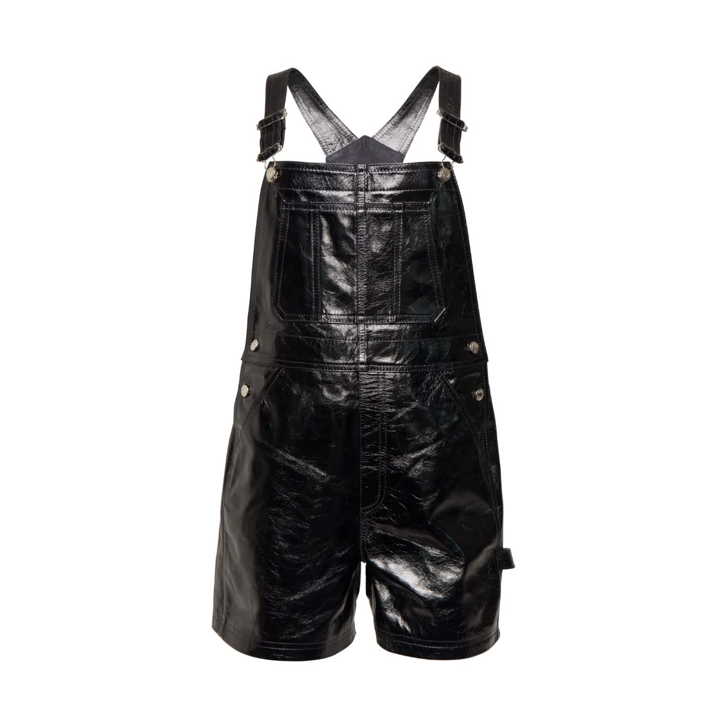 black leather dungarees