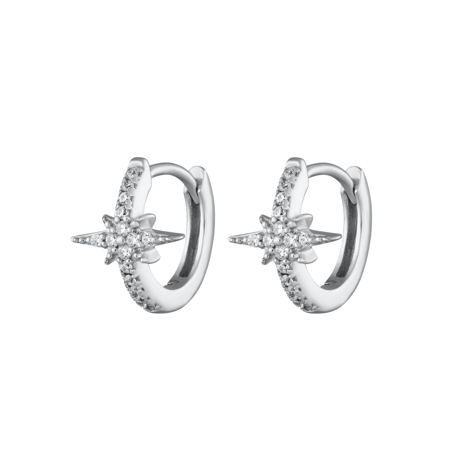 Scream Pretty Women's Silver Starburst Huggie Earrings