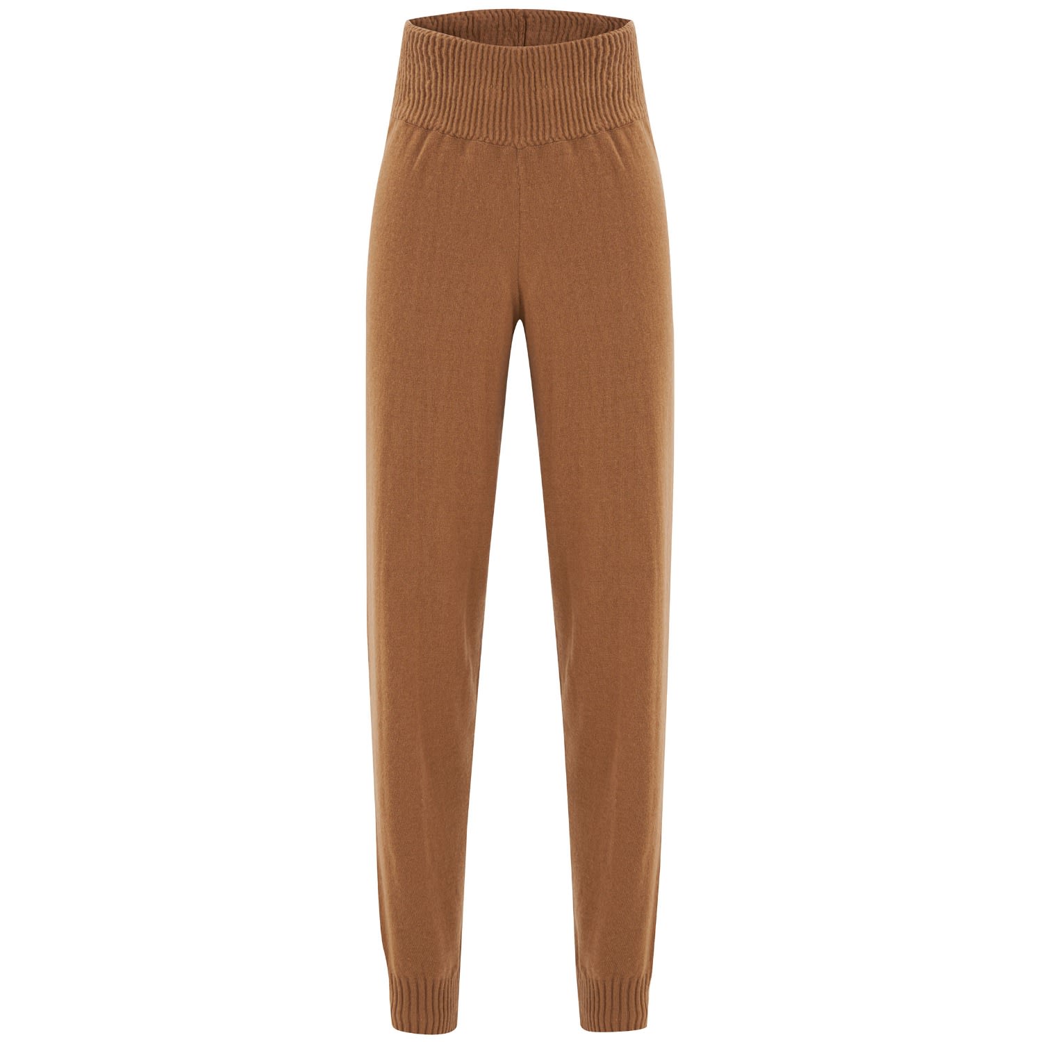 Women’s High Waist Cashmere Blend Knitwear Jogger Trousers - Brown Extra Large Peraluna