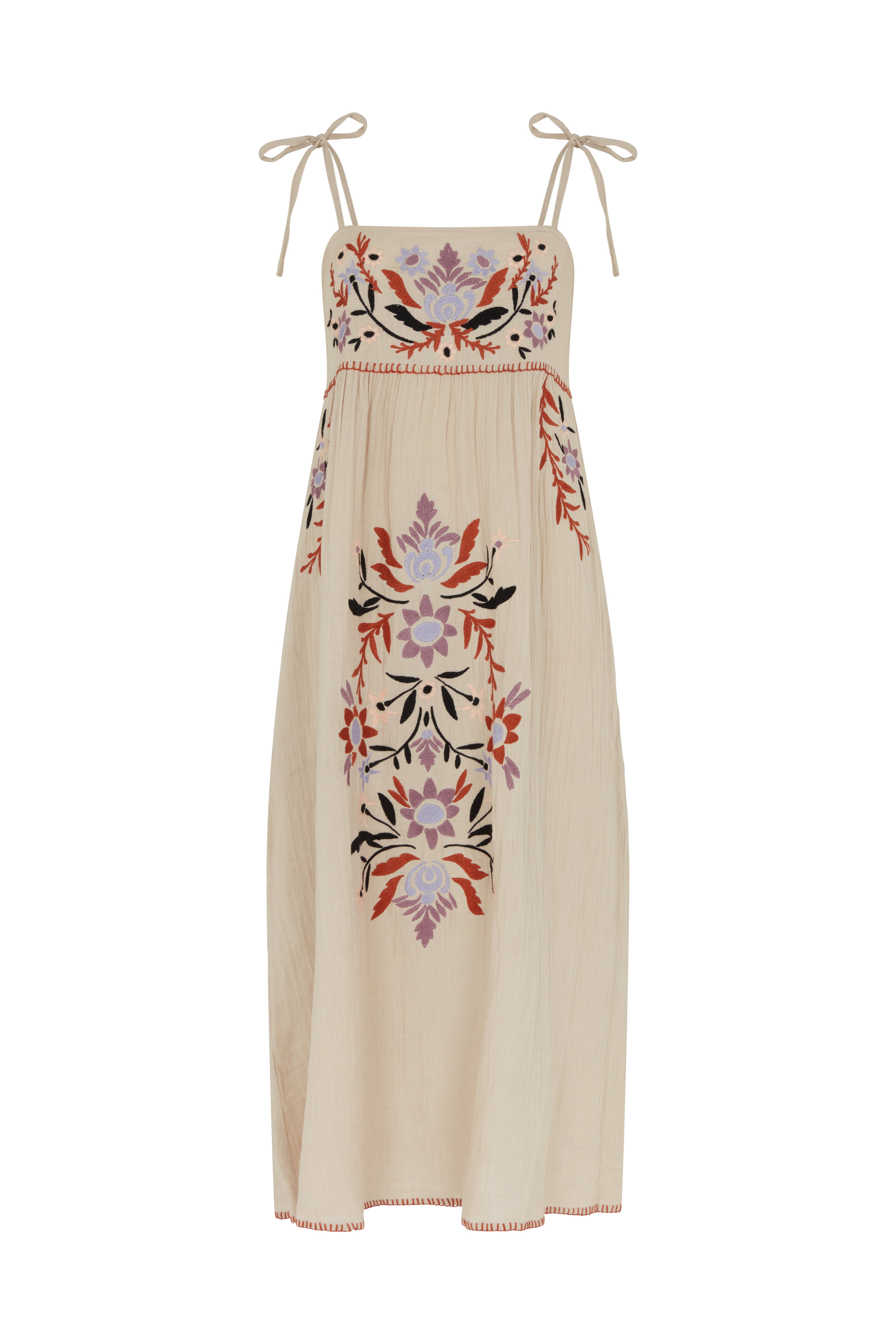 Raffya Women's Neutrals Furla Embroidered Midi Dress - White