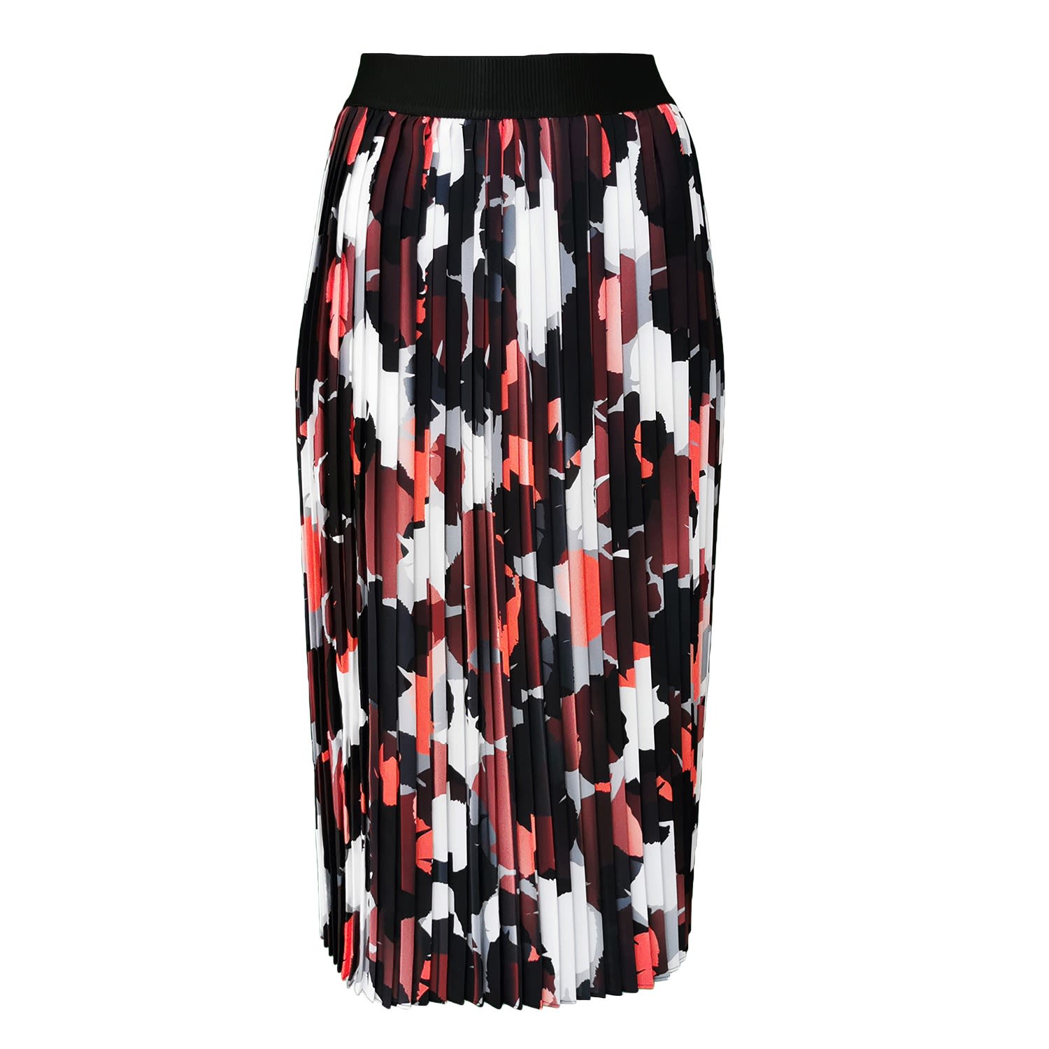 Lalipop Design Women's Abstract Camo Print Midi Pleated Skirt In White