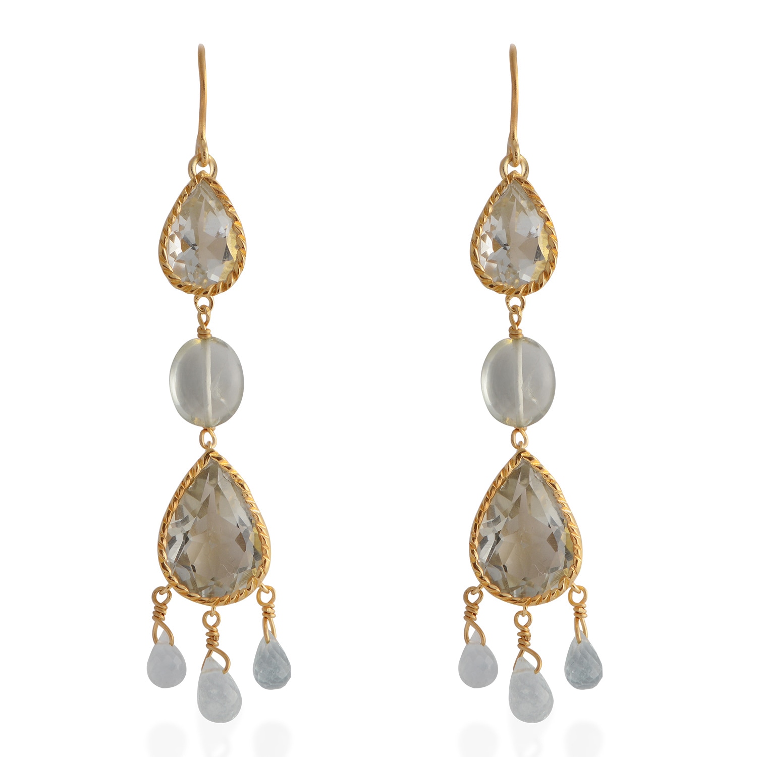 Emma Chapman Jewels Women's Green / Blue Lola Green Amethyst Aquamarine Dangle Earrings In Multi