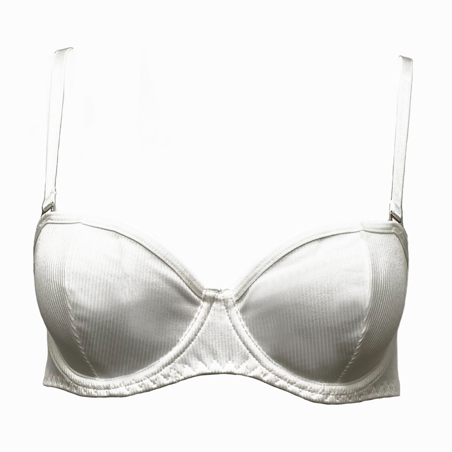 Earth Body Women's Annisett Ribbed Bra In Wavy White In White