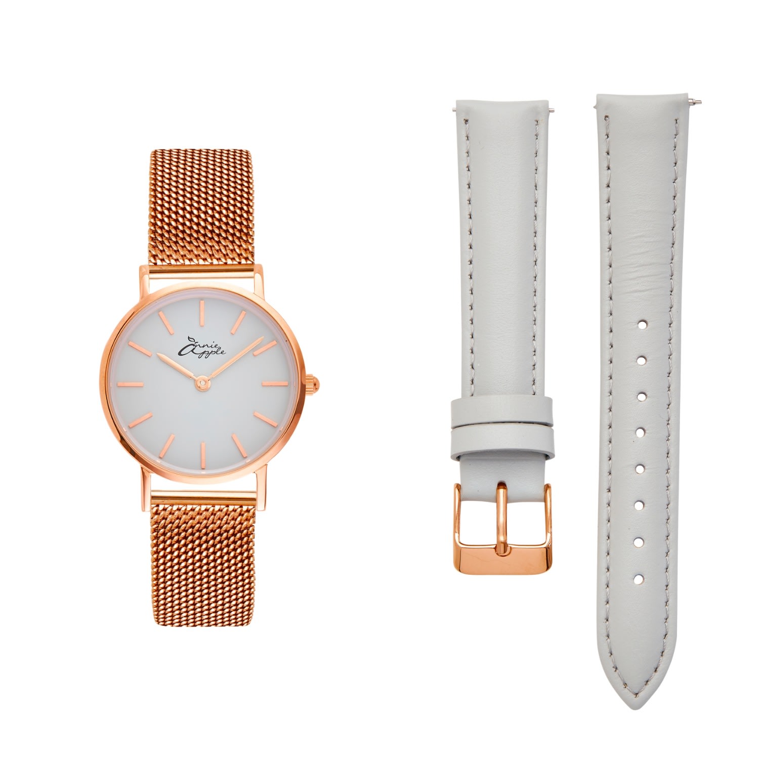 Women's Annie Apple Metanoia Rose Gold Grey Petite Interchangeable | Bermuda Watch Company