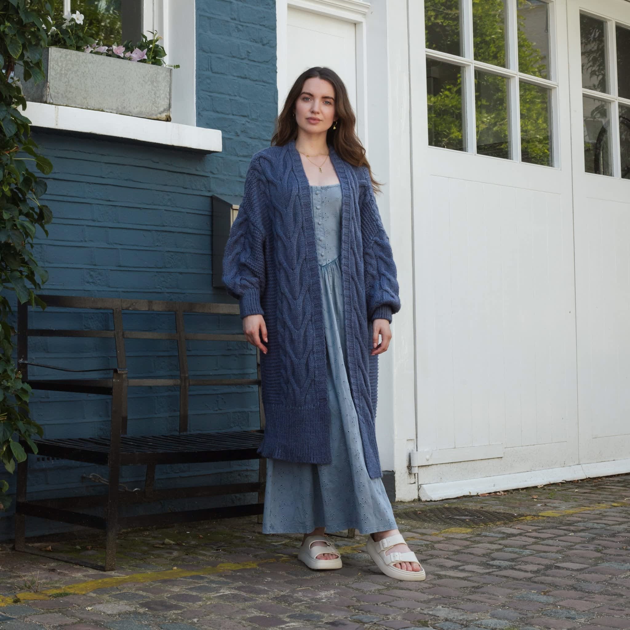 Alex Cable Balloon Sleeve Maxi Cardigan - Denim | Cara & The Sky