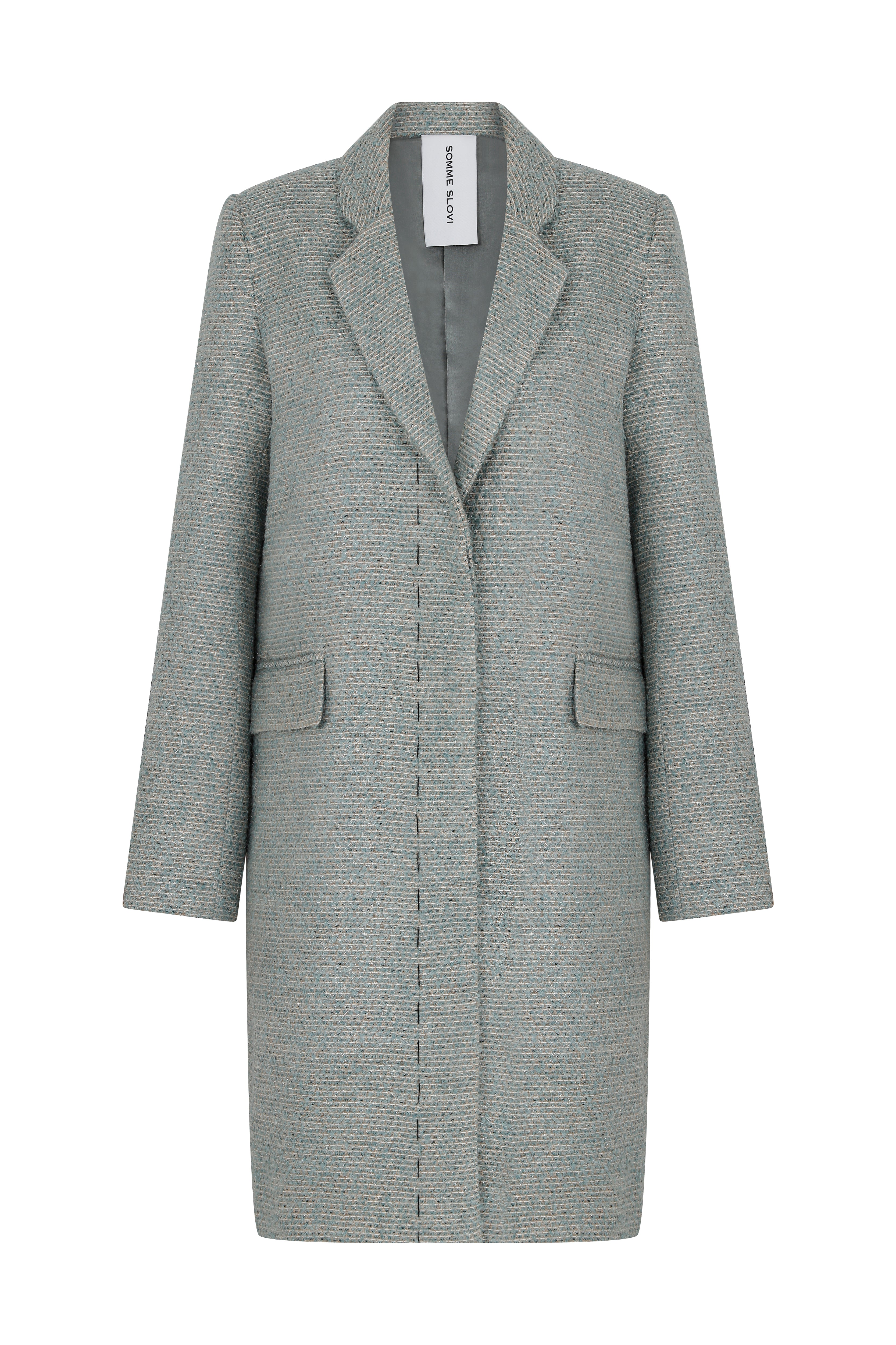 Somme Slovi Women's Blue Tweed Notch Collar Coat In Blue