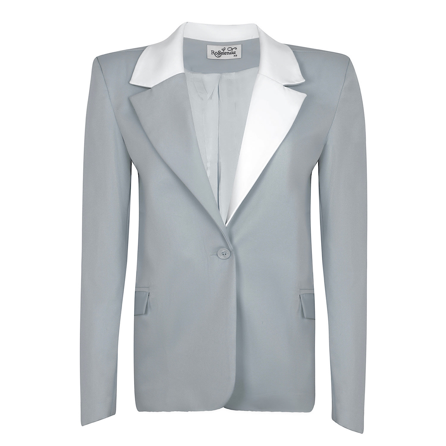 Women’s Roselenda Blazer Leather Detailed Jacket In Grey Extra Small Selen Jewels