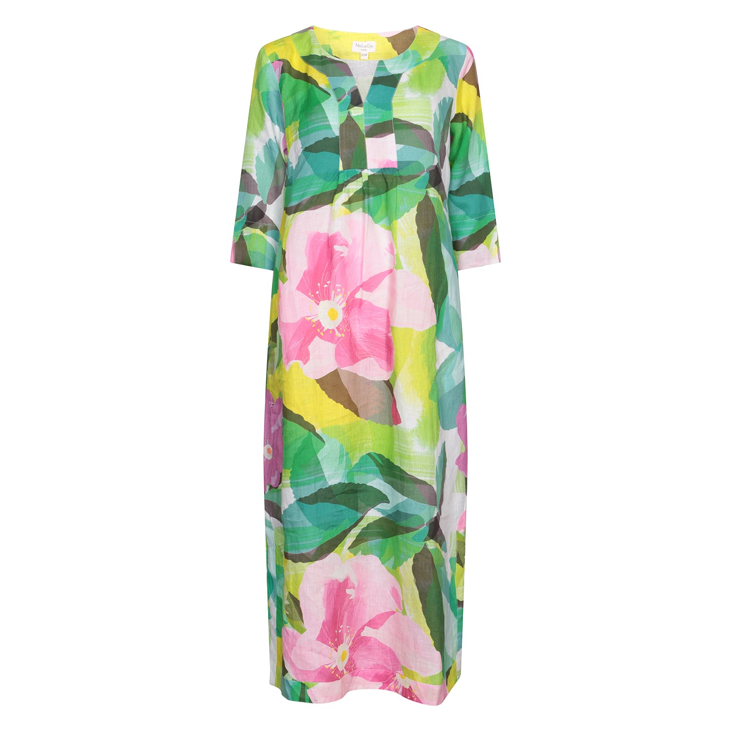 Women’s Paper Rose Print Linen Maxi Dress - Multi Colour Small Nologo-Chic