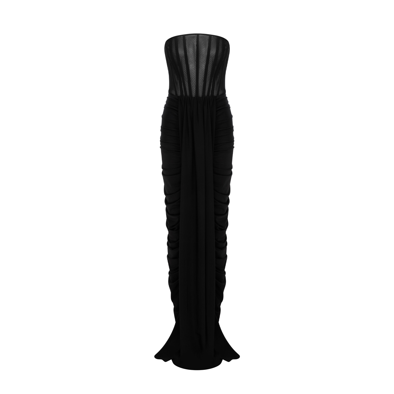 Zan Studio Women's Black Dress With Mesh Top And Draped Skirt In Black