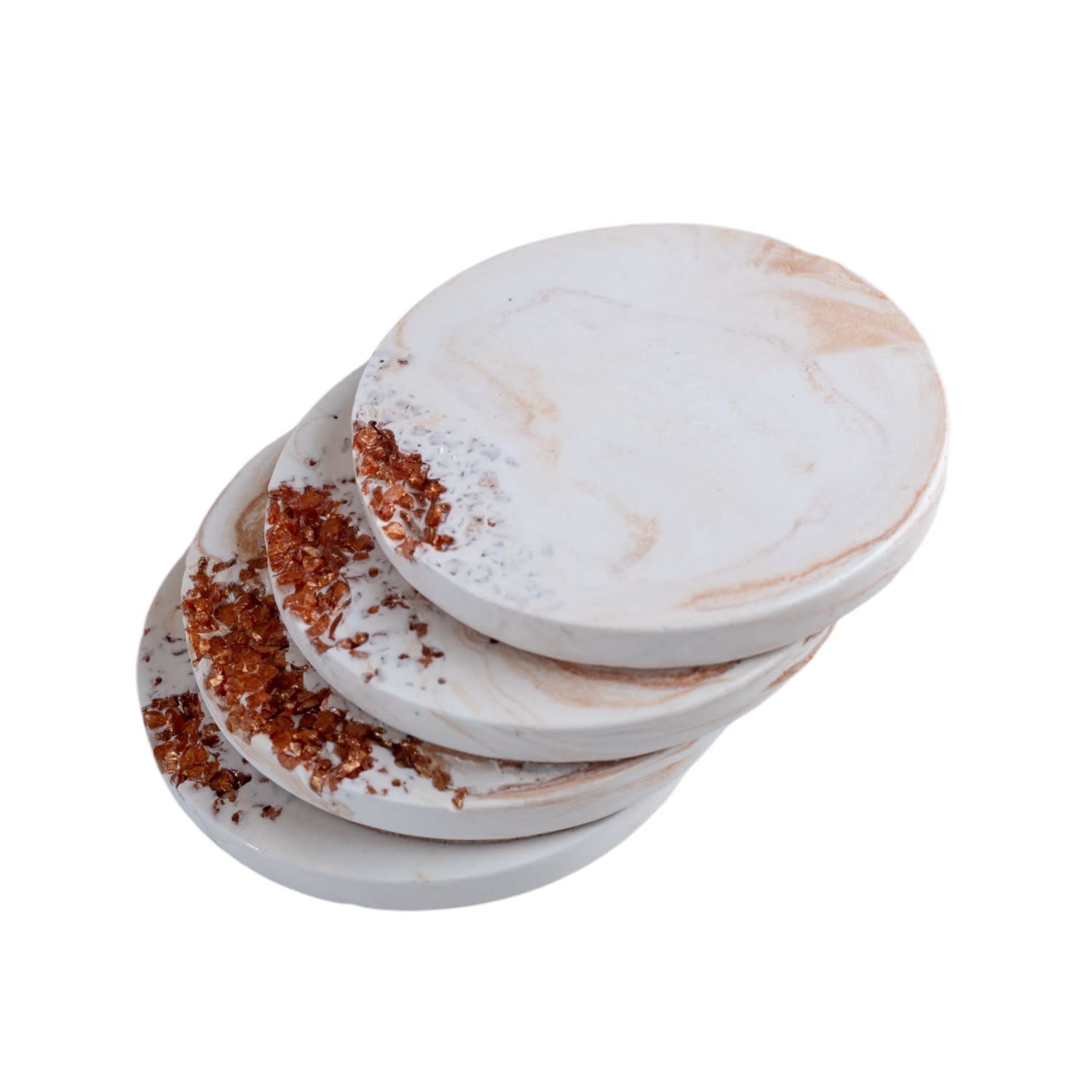 Esti Living Rose Gold / White Antique Gold Coaster Set