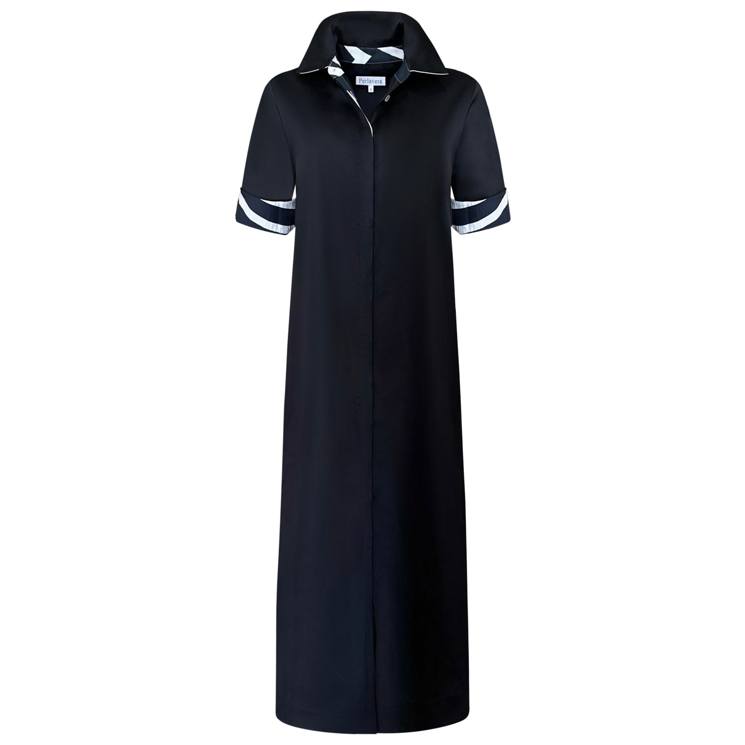 Perlavera Women's Conty Black Satin With Printed Combo Short Sleeve Length Missy Fit Maxi Dress