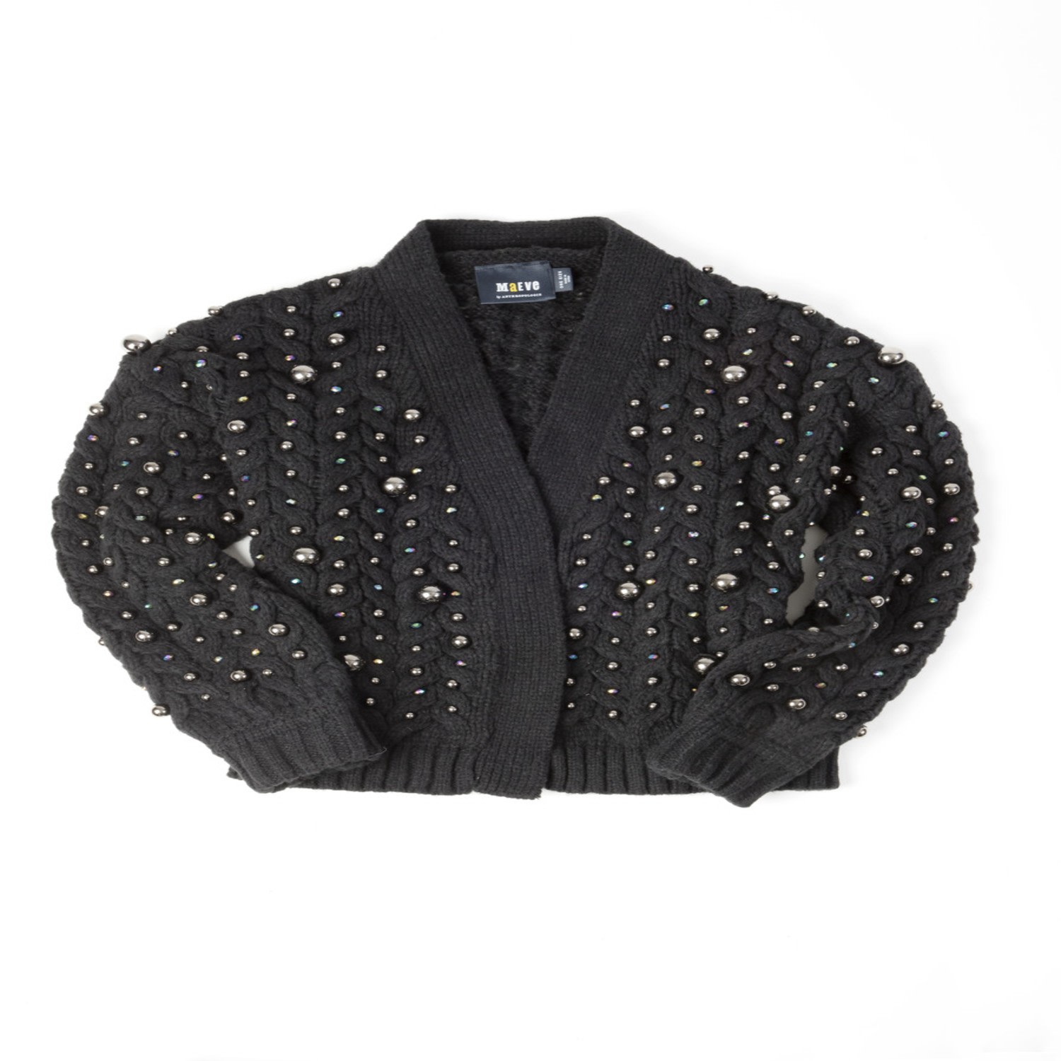Saachi Women's Black Pearl Knit Cardigan Sweater