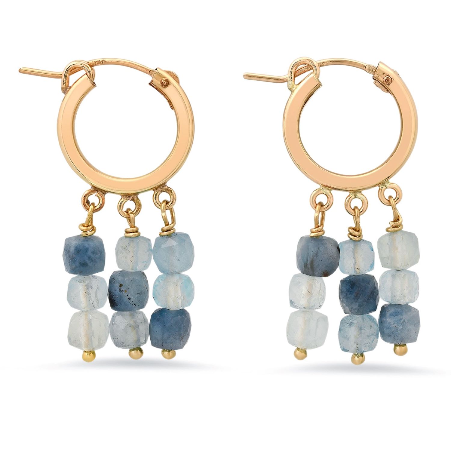 Soul Journey Jewelry Women's Blue / Gold Aquamarine Sea Hoop Earrings In Blue/gold