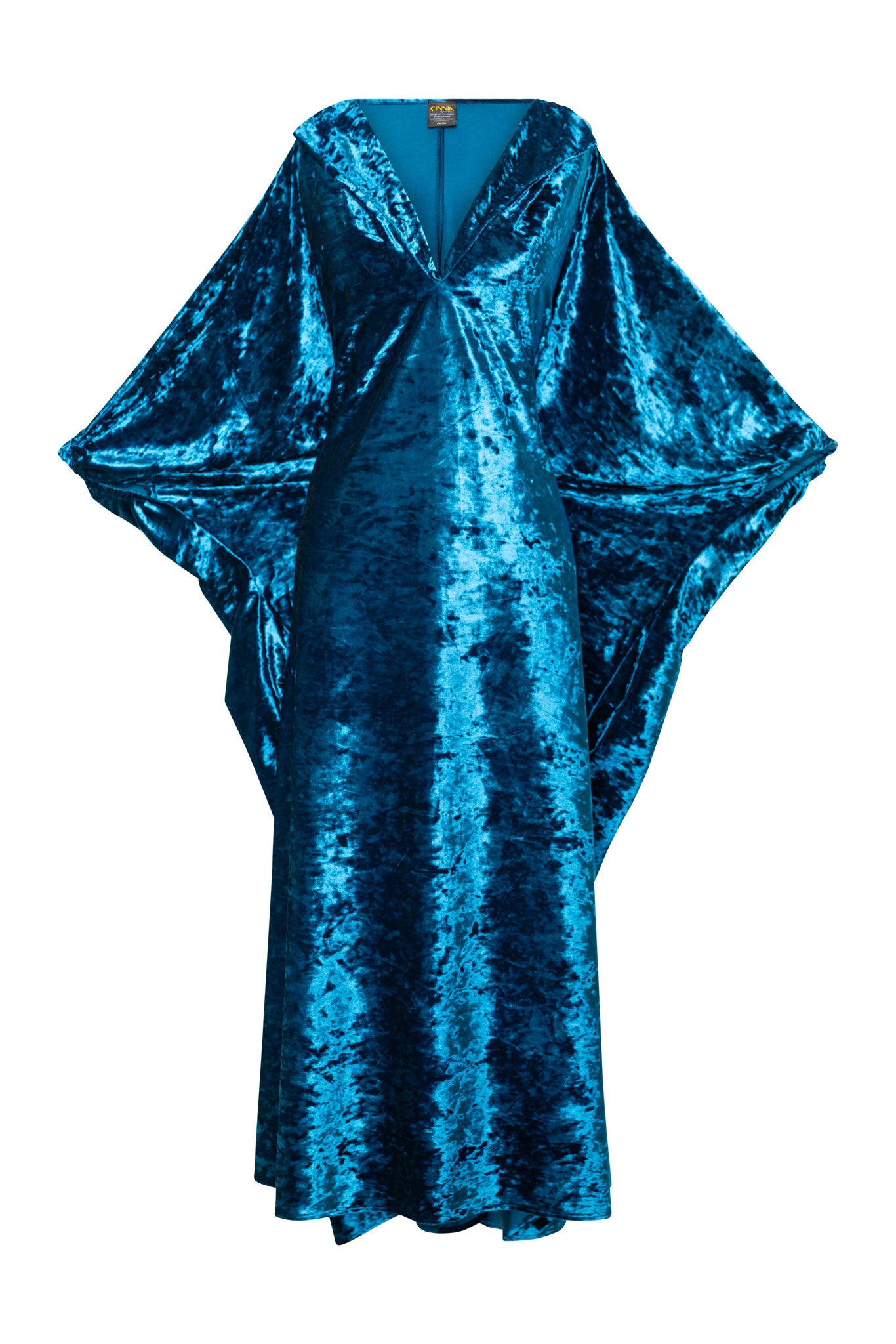 Byvinnik Women's Glissando Kaftan In Crushed Velvet Antique Blue In Blue