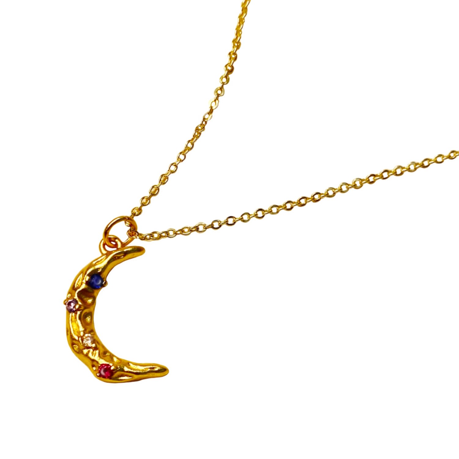 Women’s Gold Coloured Zirconia Moon Necklace Ninemoo