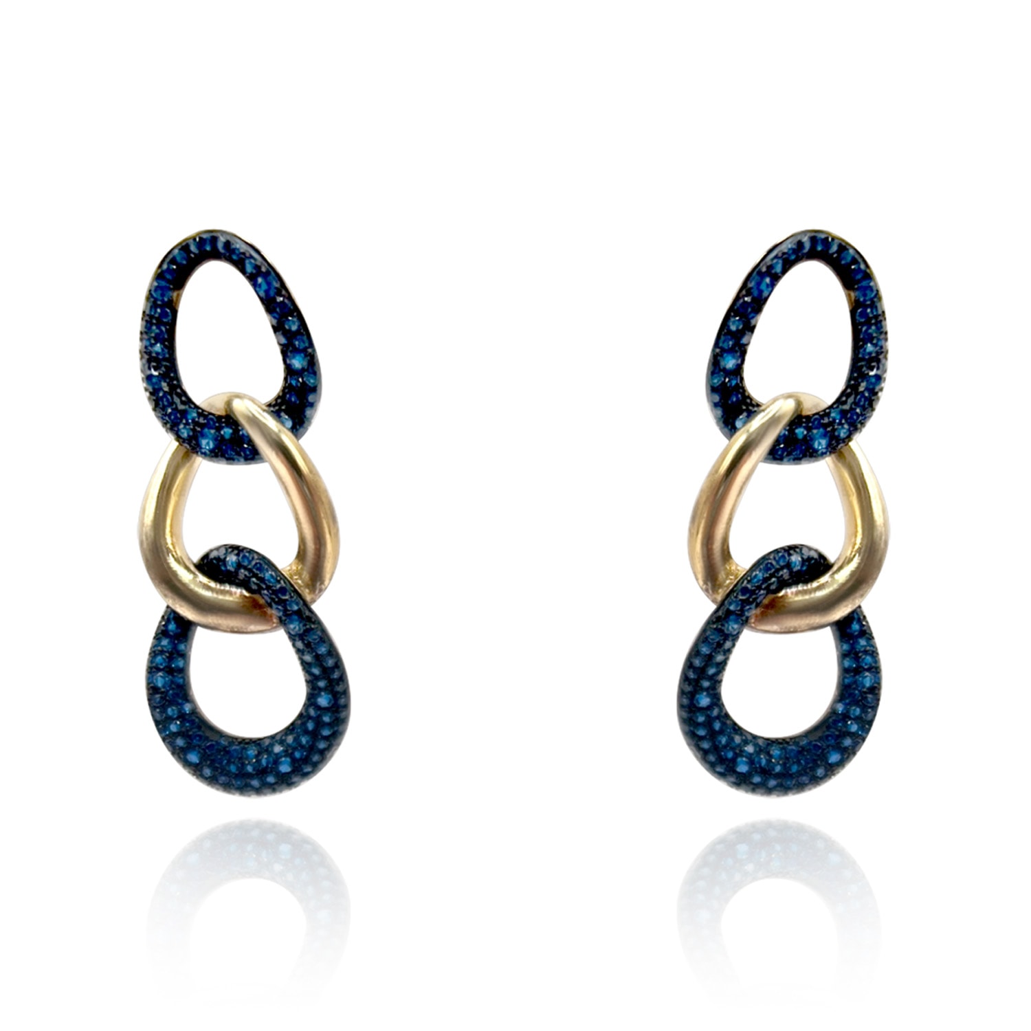 Women’s Blue Sterling Silver Vermeil Earrings With Sapphire Cubic Zirconium Michael Nash Jewelry