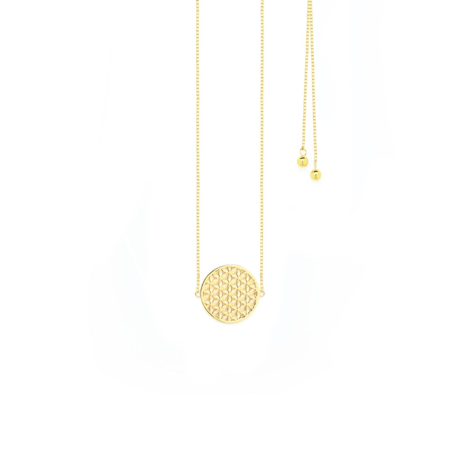 Seven Saints Women's Gold Flower Of Life Choker Y Style Lariat, Reversible Necklace