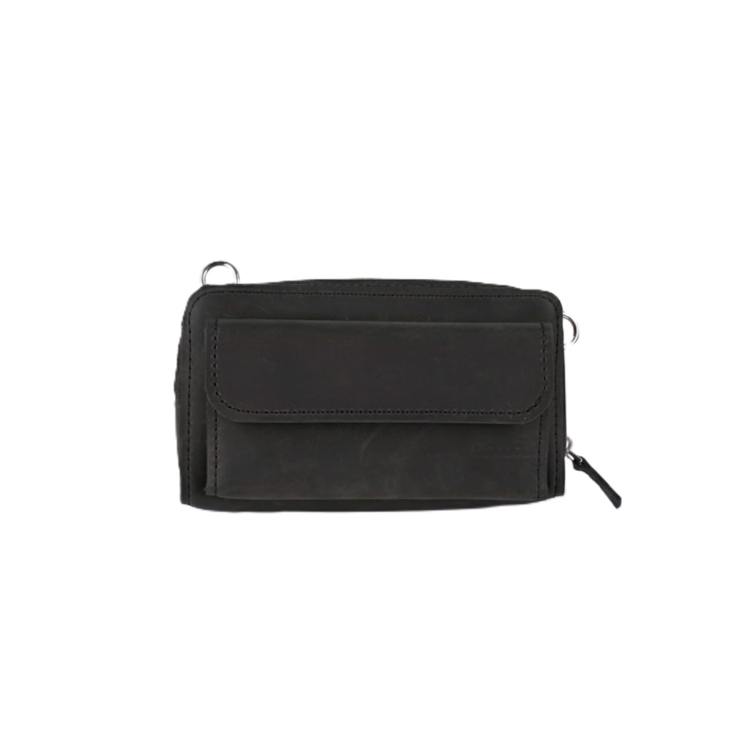 Springmoonatelier Women's Handmade Black Leather Crossbody Bag