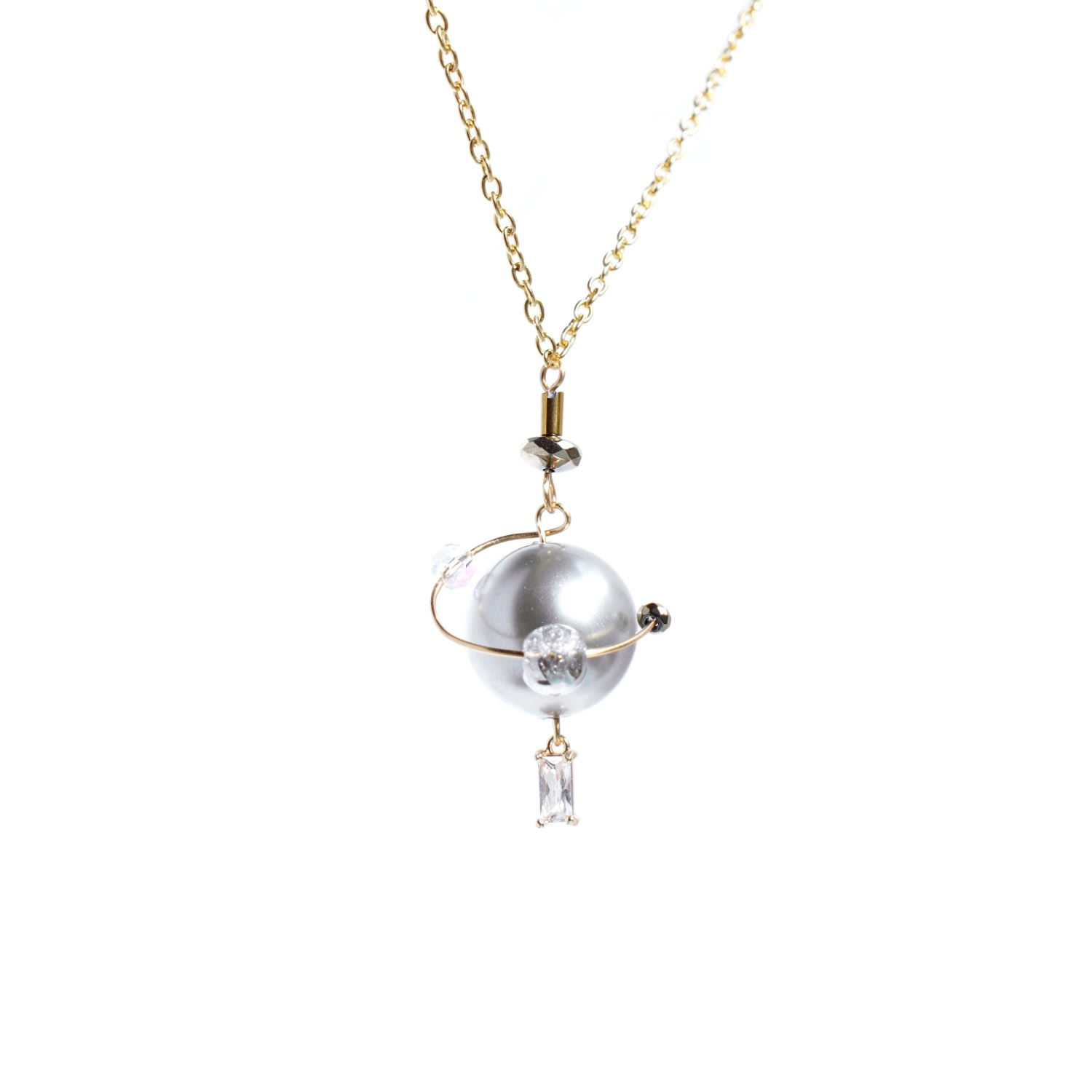 Women’s In My Orbit Pearl & Crystal Charm Necklace - Grey I’mmany London