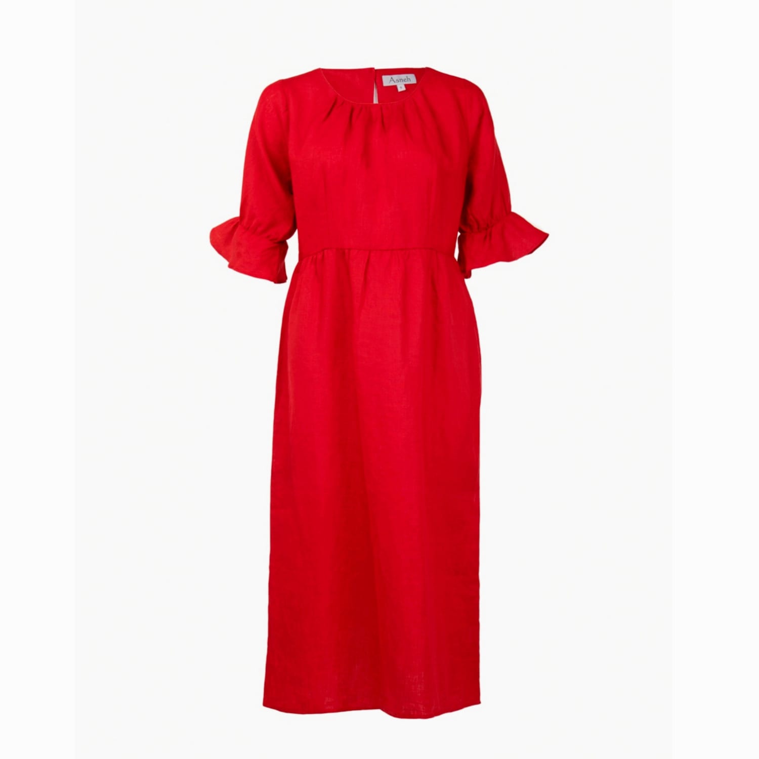 midi linen dress with sleeves