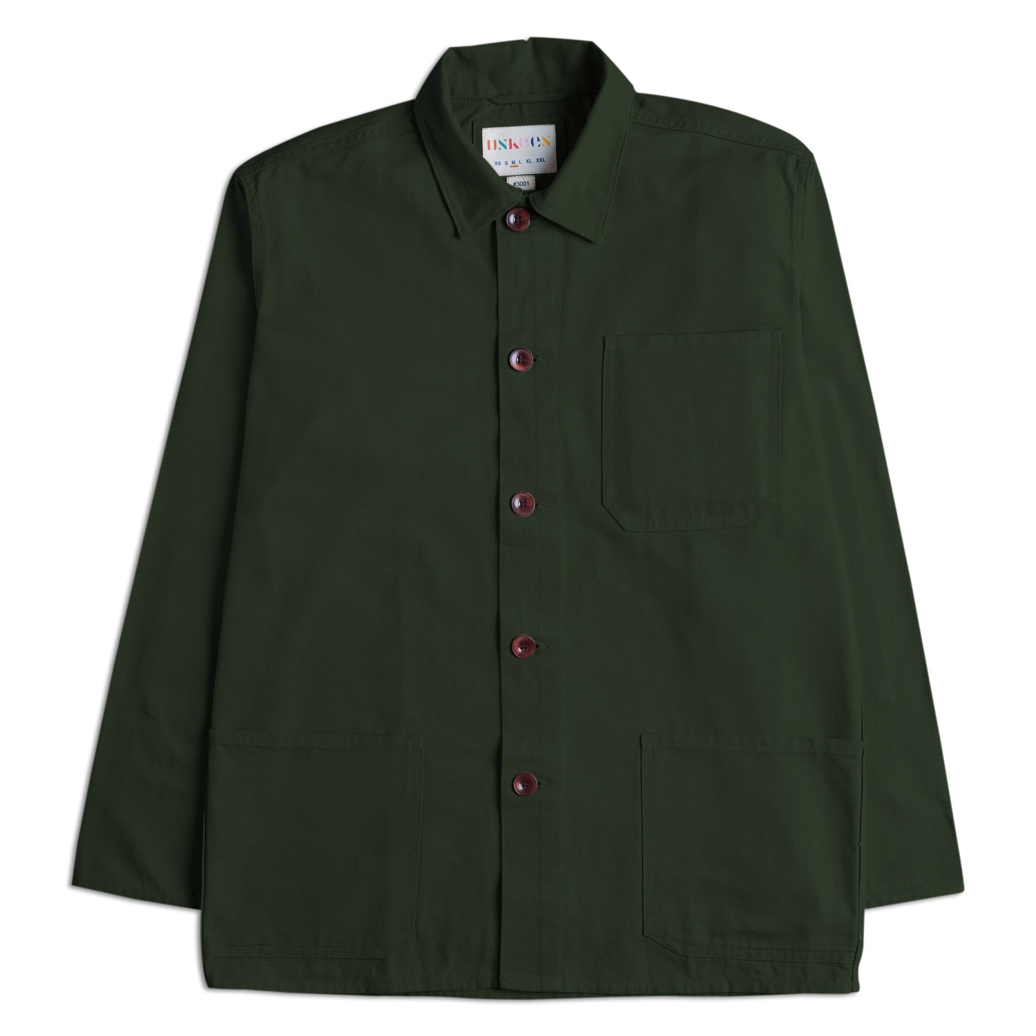 Uskees Men's The 3001 Buttoned Overshirt - Vine Green
