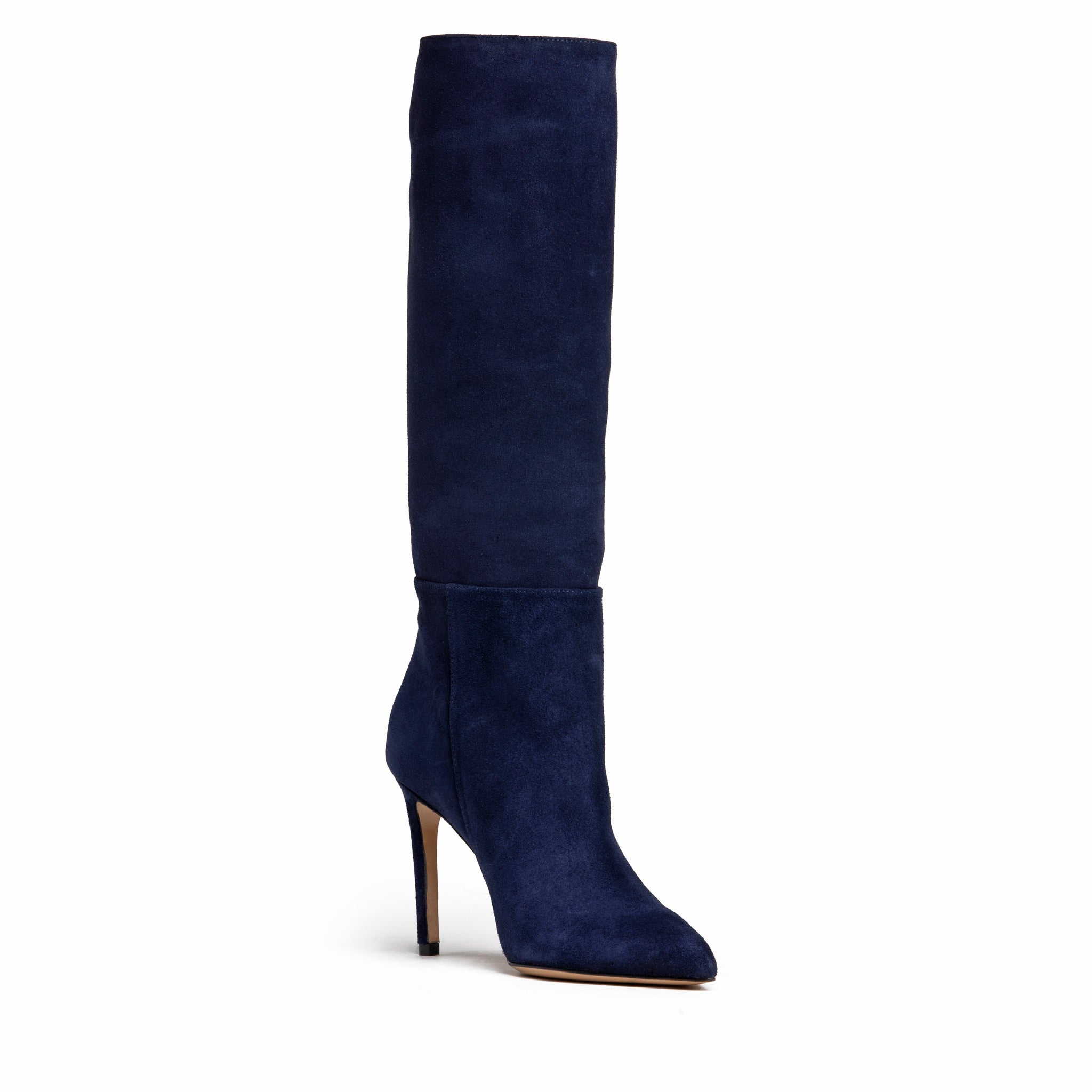 Beautiisoles By Robyn Shreiber Made In Italy Women's Blue Yara Navy Suede Comfortable Knee-high Evening Stiletto Boot In Blue