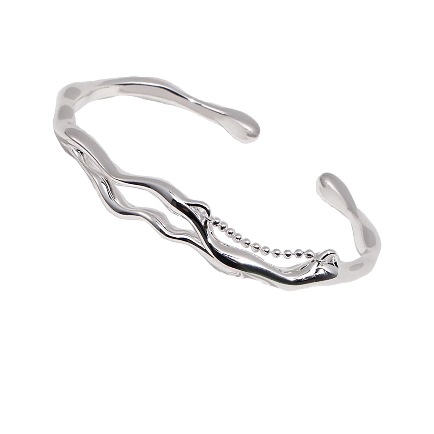 Ms. Donna Women's Branch Shaped Sterling Silver Adjustable Bangle In Silver