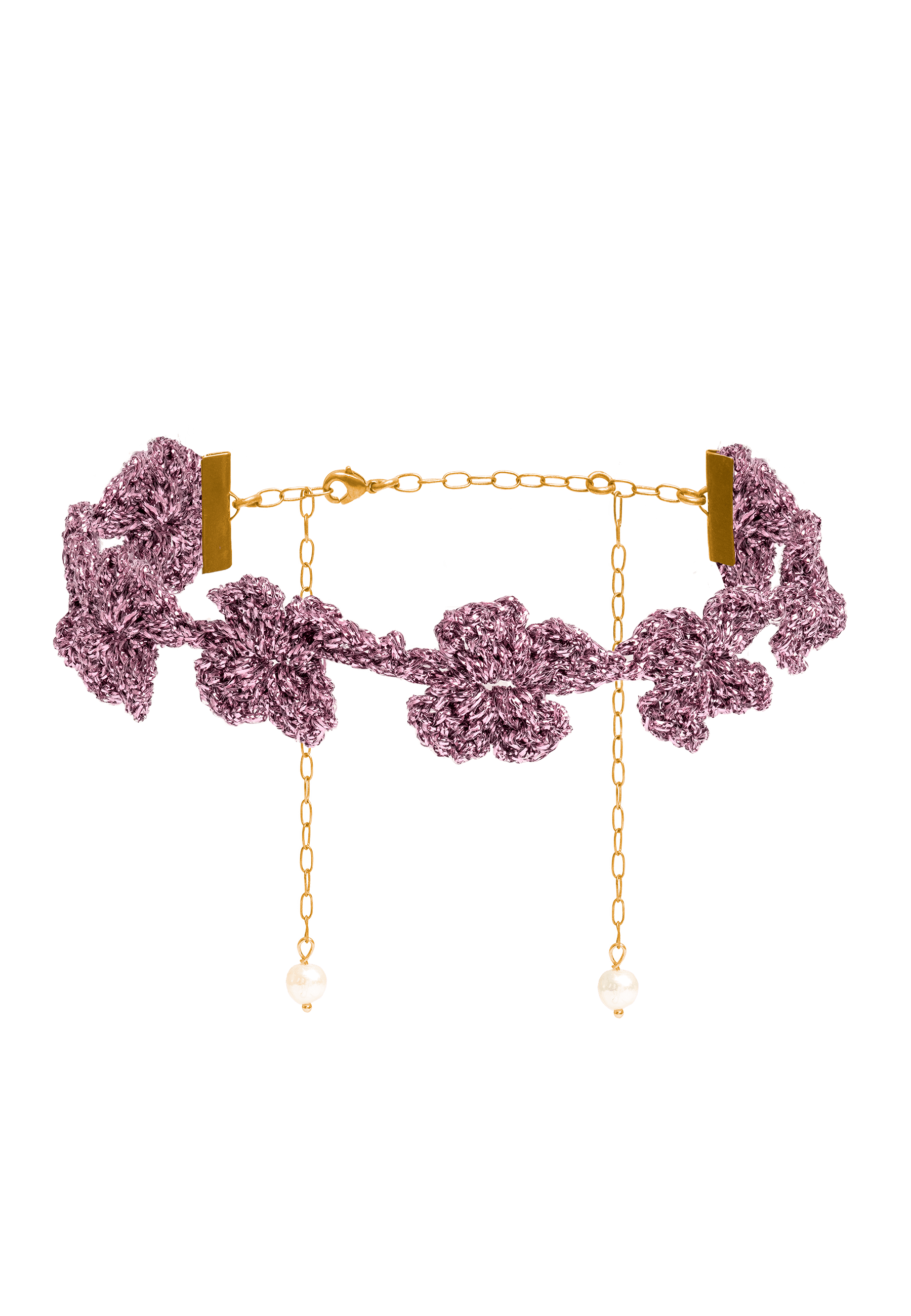 Lavani Jewels Women's Purple Binibeca Mauve Flower Choker In Gold