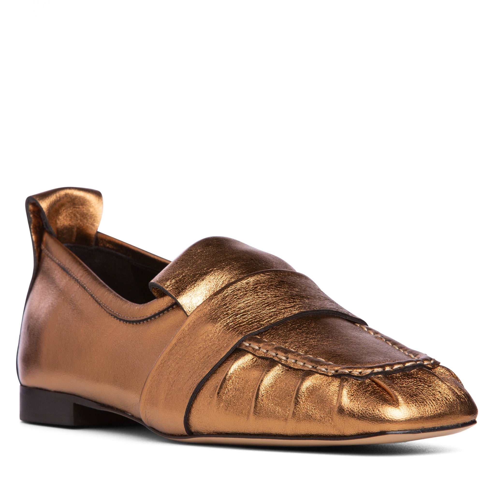 Women’s Gold Marcella Bronze Leather Comfortable Evening Loafer 9 Uk Beautiisoles by Robyn Shreiber Made in Italy